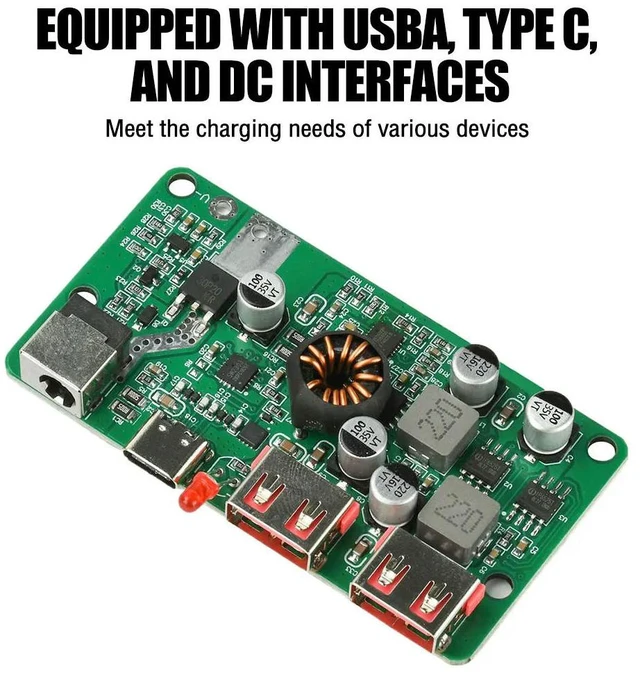 Alt view image 6 of 6 - PD 100W Type C Solar Voltage Regulator Controller Dual USB QC3.0 Fast Charge DIY Wiring Box For Solar Panel 9V 30V