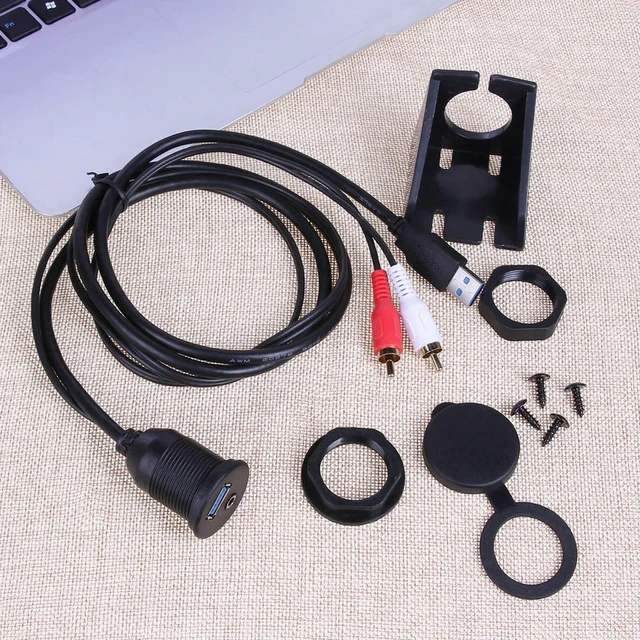 Alt view image 5 of 6 - USB 3.0 & 3.5mm AUX to USB3.0 2 RCA Extension Flush Mount Cable