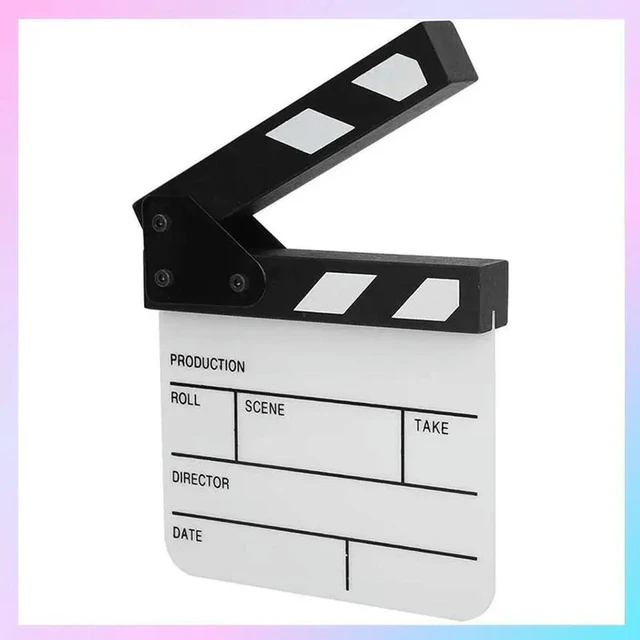 Alt view image 4 of 6 - Action Cut Board,Acrylic Film Clapboard Dry Erase Compact Size TV Film Movie Director Cut Action Scene Clap Board