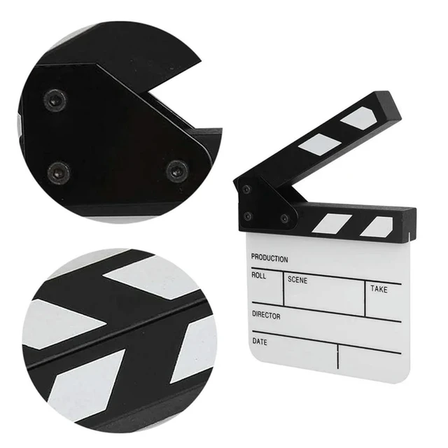 Alt view image 5 of 6 - Action Cut Board,Acrylic Film Clapboard Dry Erase Compact Size TV Film Movie Director Cut Action Scene Clap Board
