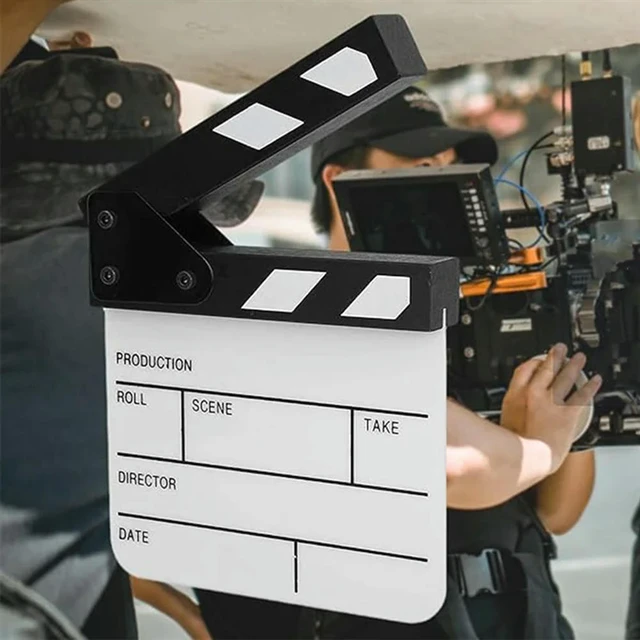Alt view image 6 of 6 - Action Cut Board,Acrylic Film Clapboard Dry Erase Compact Size TV Film Movie Director Cut Action Scene Clap Board