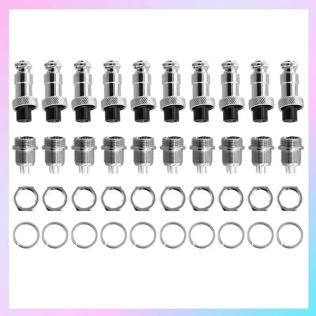 Alt view image 4 of 6 - 10Set 12Mm Aviation Connector Male + Female Circular Air Socket Plug Electrical Wire Panel Connector