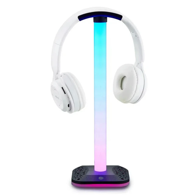 Alt view image 4 of 6 - RGB Light Desktop Headphone Stand Anti Slip Universal Over-Ear Headset Bracket Anti Scratch PC Accessories Brightness Adjustable
