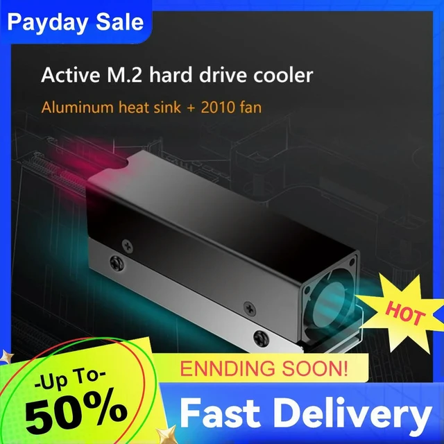 Alt view image 4 of 6 - M.2 SSD SSD Radiator Cooler with Fan Aluminum PCI-E NVMe Solid State Hard Cooler for Desktop Accessories