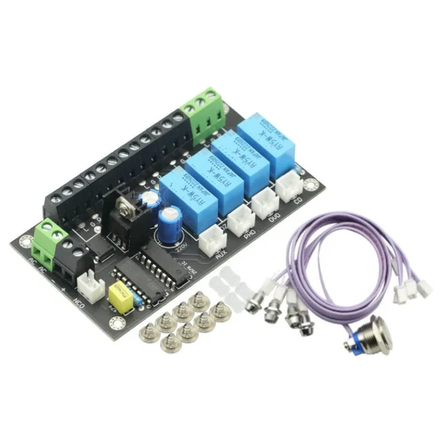 Alt view image 5 of 6 - Stereo Amplifier Four Way HIFI DC AC Audio Switch Board Relay Control Select Amplifiers Amplificador Moudle For Board