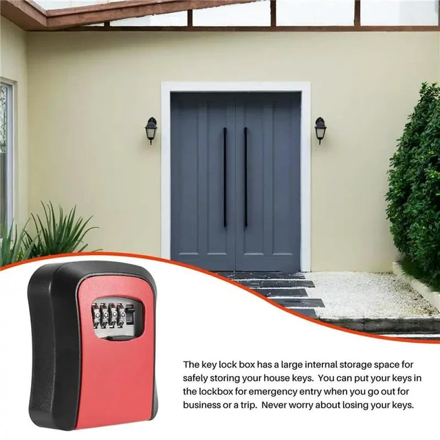 Alt view image 5 of 6 - Password Key Lock Box Wall Mounted Zinc Alloy Key Box Weatherproof 4 Digit Combination Key Lock Box