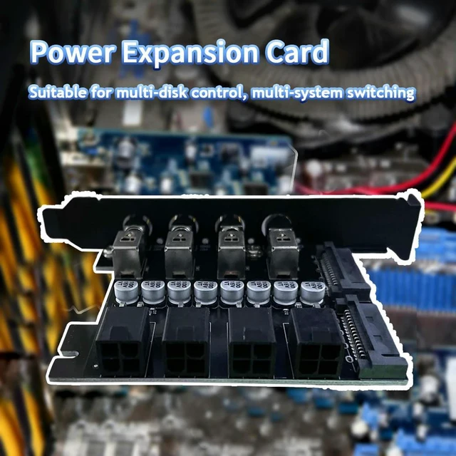 Alt view image 5 of 6 - Power Saving Controller Dual Channel Hard Drive PCI Expansion Card 4 Bit Power Control SSD with SATA Cable Power Control Switch
