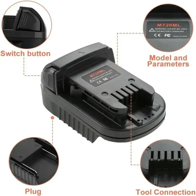 Alt view image 6 of 6 - ALASICKA MT20ML Adapter for Makita 18V Li-ion BL1830 BL1860 BL1815 Convert To for Milwaukee 18V M18 Cordless Power Tool