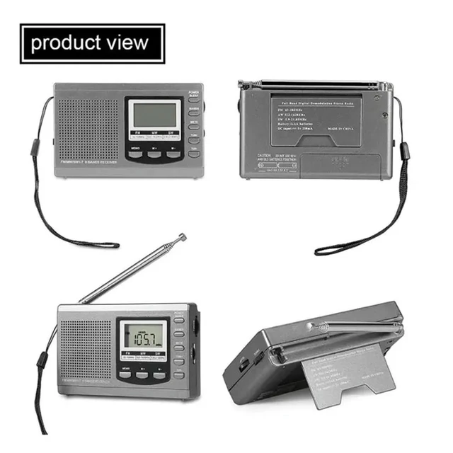 Alt view image 5 of 6 - Outdoor Emergency FM Radio Receiver Stereo With Digital Alarm Clock MW/SW Radio Gray