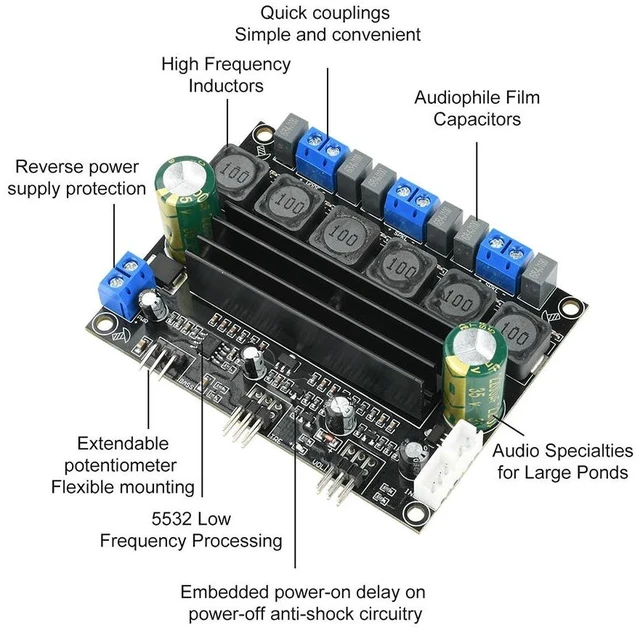 Alt view image 6 of 6 - TPA3116D2 Audiophile HIFI Digital Audio Amplifier Board 50W*2+100W High Power 2.1 Channel Subwoofer With Extension Cable