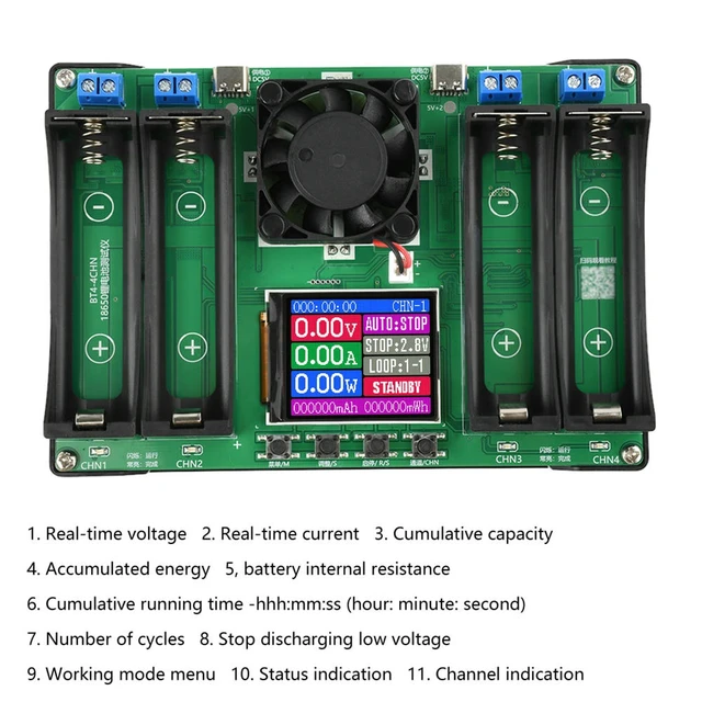 Alt view image 5 of 6 - Tester LCD Display Universal Checker Analyzer Charger for Batteries 4 Channel Internal Resistance Tester
