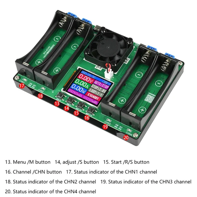 Alt view image 6 of 6 - Tester LCD Display Universal Checker Analyzer Charger for Batteries 4 Channel Internal Resistance Tester