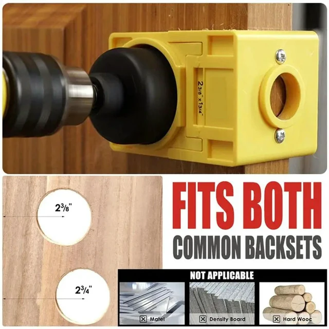 Alt view image 5 of 6 - 1-3/8Inch - 1-3/4Inch Door Lock Installation Kit For Wooden Doors With Guide Template, Door Lock Hole Saw