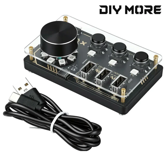 Alt view image 4 of 6 - DC 5V Diymore Hub Dm-H1 Hub Docking Station 3 Programmable Keys WS2812B RGB LED Lights Custom Keyboard Desktop Controller Type C
