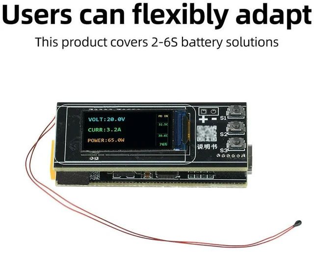 Alt view image 5 of 6 - 0.96 Inch TFT IP2366 Buck Boost 2-6S Lithium Charging Board PD 140W Charge/Discharge Module Power Bank Mainboard DIY Kit