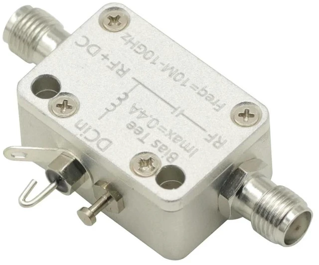 Alt view image 4 of 6 - 10M-10Ghz Bias Tee RF DC Block SMA RF isolator coaxial biaser for HAM Radio Broadband Amplifier SDR Receiver GPS BiasTee