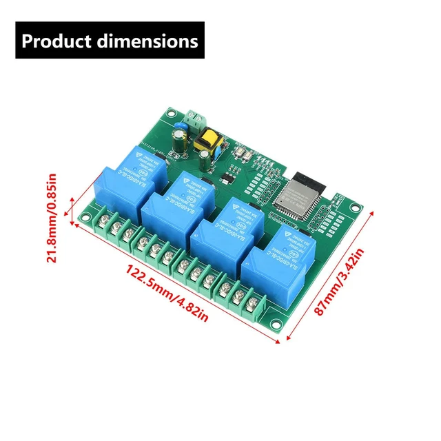 Alt view image 5 of 6 - 30A BT 4 Way Relay Module Onboard ESP32E Module Relay Module Supports Secondary Development AC 220V