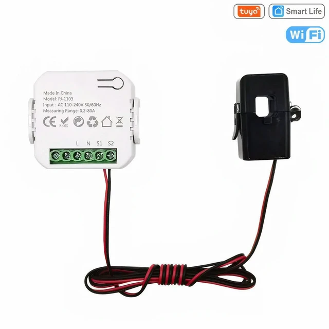 Alt view image 4 of 6 - Life Energy Meter with CT Clamp Sensor APP Control CT DIY 110V 240V 50/60Hz for Solar Produced Consumed Power Monitor