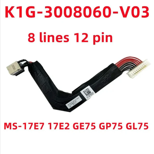 Alt view image 4 of 6 - for gl75 k1g-3008060-v03 8 lines 12 pin power jack