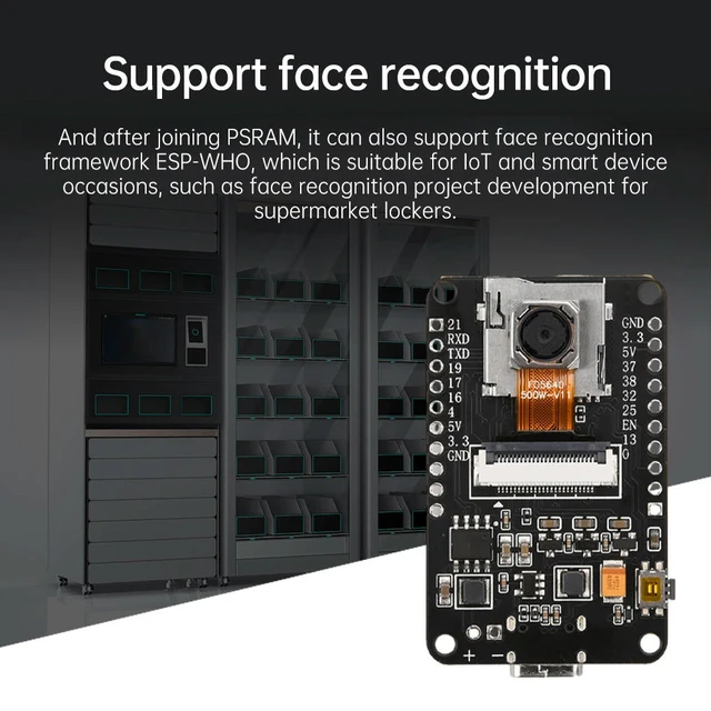 Alt view image 5 of 6 - ESP32-CAM Development Board Bluetooth Module CH340X OV5640 AF-72mm Camera 500W Pixel Type-C Bluetooth Module