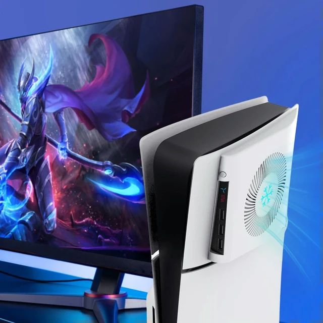 Alt view image 5 of 6 - For Slim Console Cooling Fan Side-Mounted Cooling Fan Console Quiet Cooler Side Temperature Control Cooling Fan Face Cover
