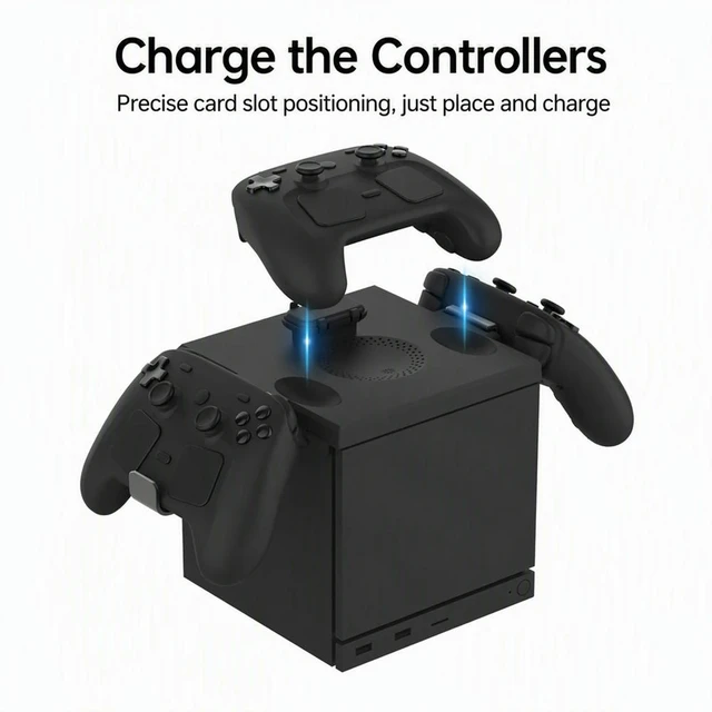 Alt view image 4 of 6 - Immersive Gaming Setup Charging Dock for Steam Controller 2 RGB LED Dual l Rack GP-833