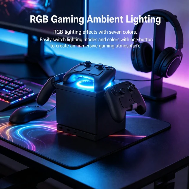 Alt view image 5 of 6 - Immersive Gaming Setup Charging Dock for Steam Controller 2 RGB LED Dual l Rack GP-833