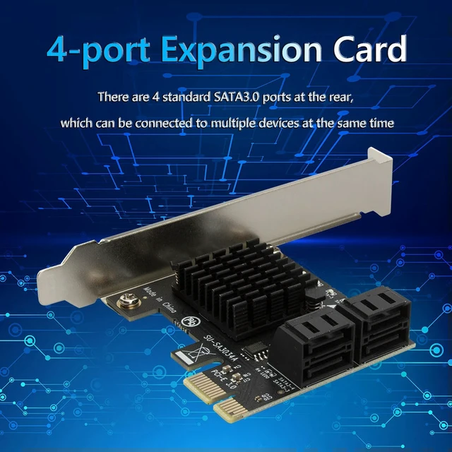 Alt view image 6 of 6 - Video Card USB Cable Extender Adapter 4 Ports SATA III PCI E Express 3.0 X1 Controller Expansion Card Adapter 6Gbps