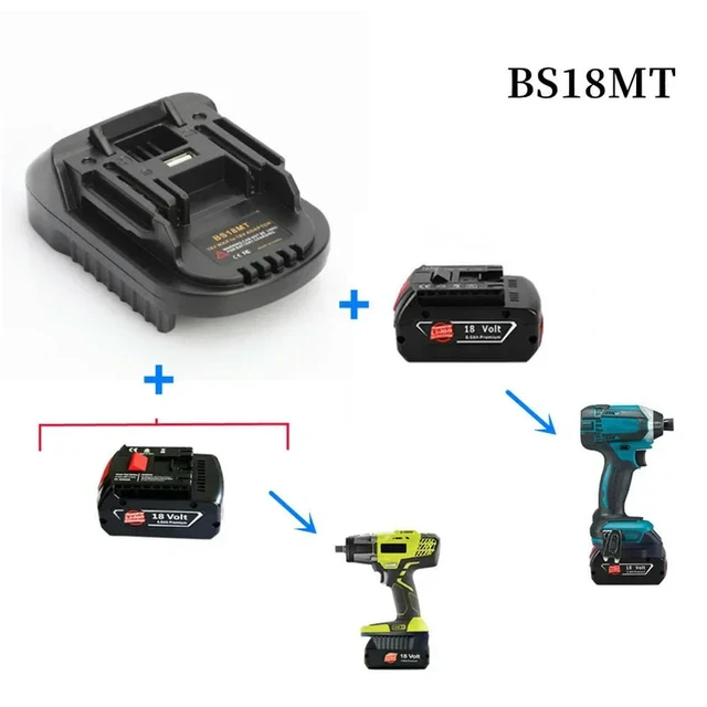 Alt view image 5 of 6 - BS18MT Adapter Converter for Bosch 18V Li-ion Batteries Compatible with For Makita 18V Lithium Power Tools Drill