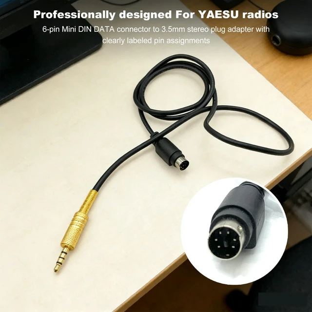 Alt view image 6 of 6 - 1M FT-857/-817/-991 Radio Connection Cable Mini DIN 6 To 3.5mm Stereo Jack Cable Fit for YAESU FT-891/857/817/991/450D
