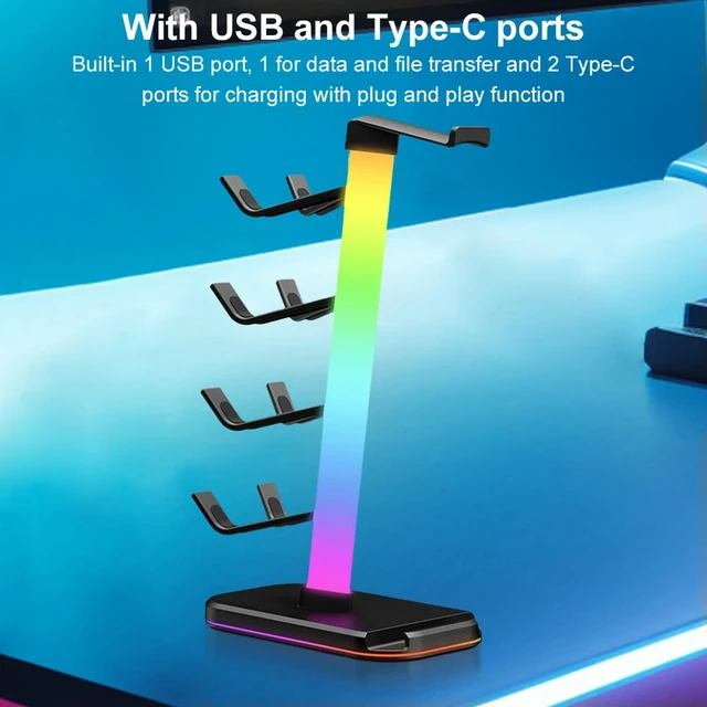 Alt view image 5 of 6 - 3 in 1 Controller Holder & Headset Holder RGB Earphone Stand Gaming Controller Headset Holder for Switch Desk Gaming Accessories