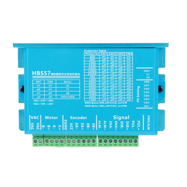 Alt view image 4 of 6 - HBS57 Hybrid Servo Driver AC20-80V/DC24-70V Stepper Motor Driver Controller Encoder 1000 Lines for Nema23/Nema24 Stepper Motor