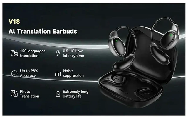Alt view image 6 of 6 - Language Translator Earbuds Earphones 150 Languages Instant High Accuracy White