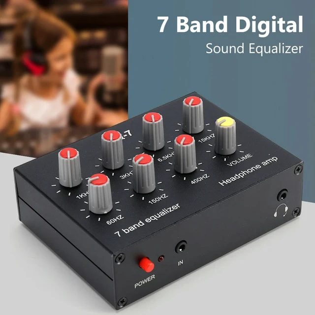 Alt view image 5 of 6 - 7 Band Sound Equalizer RCA Output Input Dual Channel Car Sound Equalizer 3.5mm Jack Aluminum Alloy for Mobile Phone Game Console