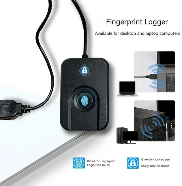 Alt view image 4 of 6 - Fingerprint for 11/10 Hello One-Click Lock Screen Biometric USB Fingerprint Logger for PC Laptop