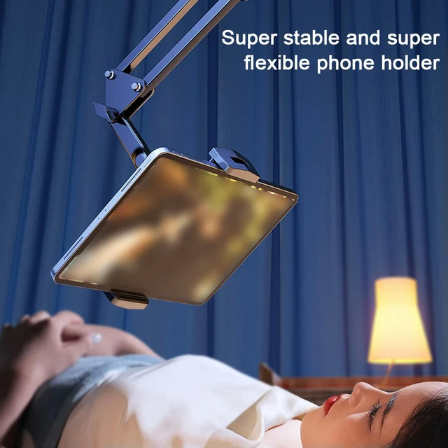 Alt view image 6 of 6 - Mobile Phone Stand Foldable Cell Phone Stand Flexible Arm Laying Down Lazy Bedside Phone Stand 360 Adjustable Fits for All Phone