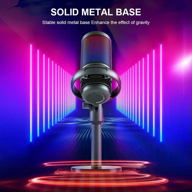 Alt view image 2 of 3 - USB Condenser Microphone RGB Gaming Microphone with Pop Filter PC Condenser Mic for Studio Recording Streaming Content Creation