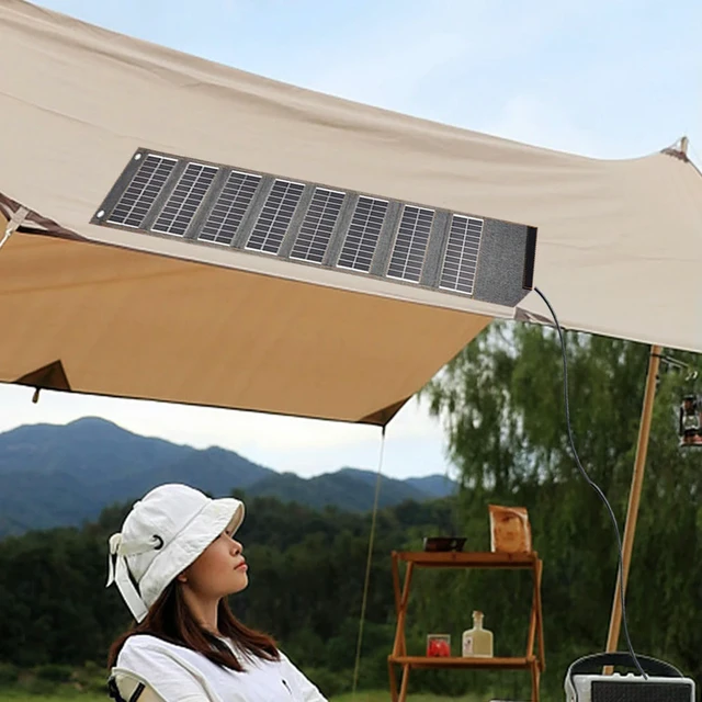 Alt view image 6 of 6 - USB Charger High Conversion Efficiency 16W 5V Foldable Solar Panel Outdoor Power Bank for Hiking Travel