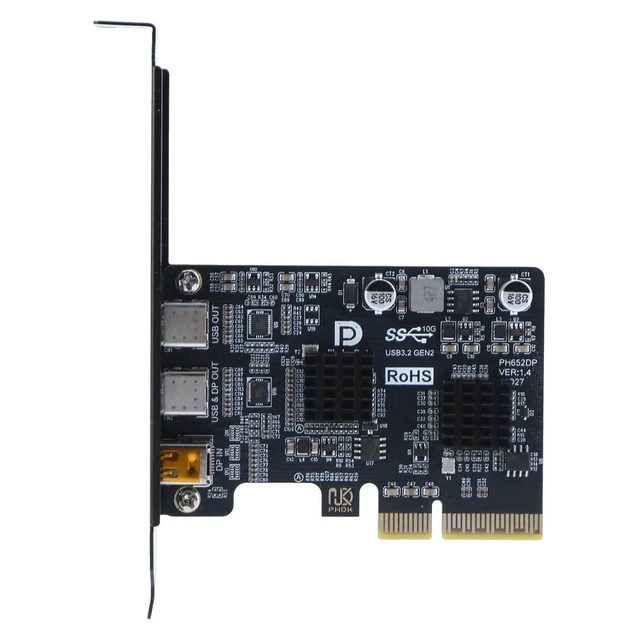 Alt view image 4 of 6 - Type-C Expansion Card ASM3142 Controller DP 4K Video Adapter Converter Dual USB-C Port Docking Station for Desktop