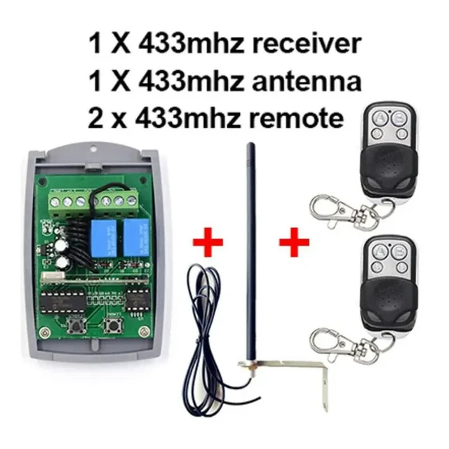 Alt view image 5 of 6 - Universal Garage Door Remote Control 2 Channel 433Mhz Remote Control, Receiver, Antenna Replacement 433Mhz Opener