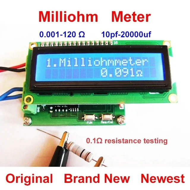 Alt view image 4 of 6 - High Precision Milliohm Meter 0 to 120Ohm Low Resistance Tester Capacitance Meter Testing Module