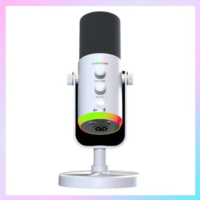 Alt view image 4 of 6 - RGB Gaming Microphone USB Dynamic Computer Condenser MIC For Podcast Live Streaming Gaming White