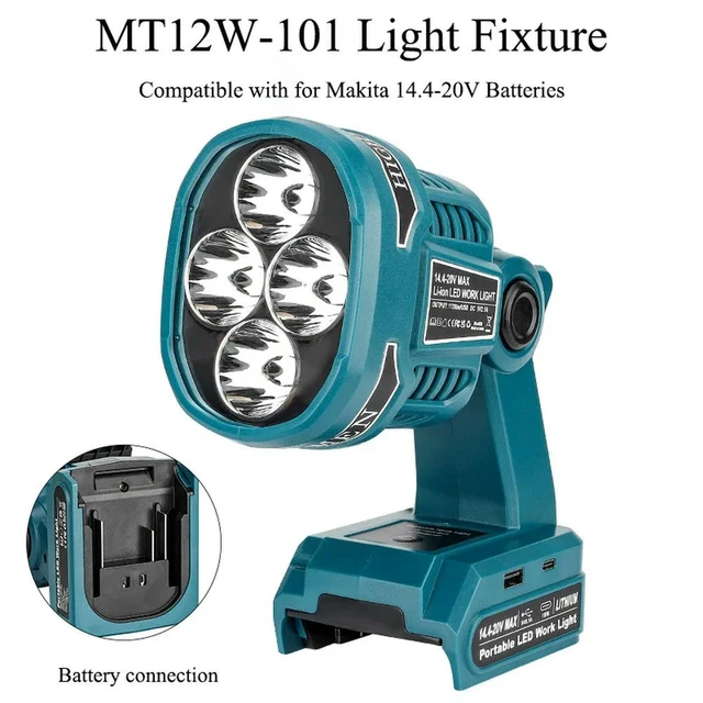 Alt view image 4 of 6 - For Makita 18V Lithium Batteries 1120 Lumens Outdoor Spotlight Flashlight LED Work Light Emergency Lighting