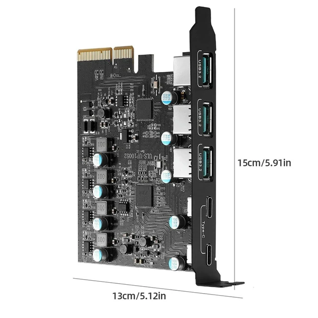 Alt view image 5 of 6 - PCIe X4 To USB 3.2 Card 20Gbps PCIE Card USB Gen2 3x USB3.2 and 2x TPYC-C Support 7/8/10 (32/64 Bit) OS 10.8.2