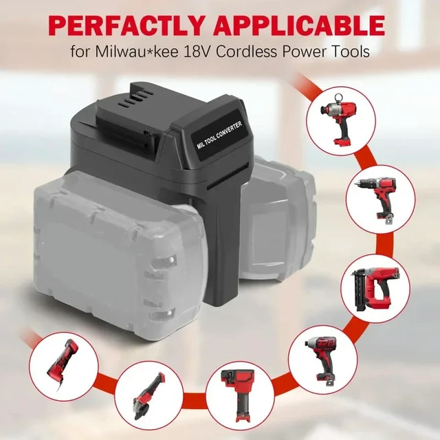Alt view image 6 of 6 - For Milwaukee Two Packs 18V Li-ion Batteries Compatible with For Milwaukee 18V Li-ion Power Tool MIL18MIL 2 in 1 Adapter