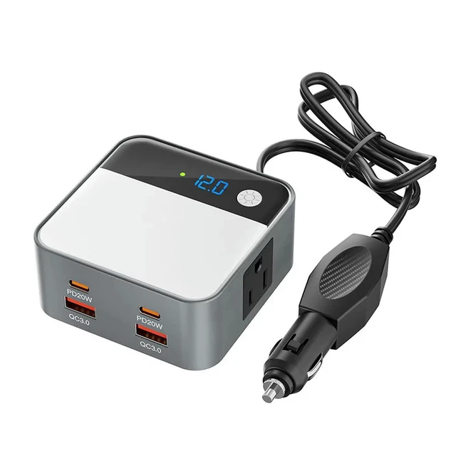 Alt view image 4 of 6 - 200W Fast Charging Port Car Socket Charger Adapter DC 12V To AC 110V Car Adapter Car Inverter for Camping and Road Trip