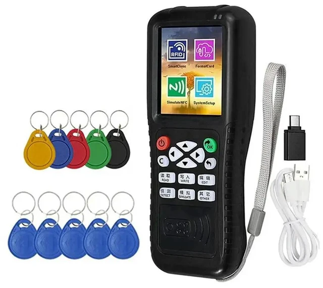 Alt view image 4 of 6 - X100 RFID Card Reader Writer +5XUID/5200 Keychain RFID Duplicator ID IC Card Programmer Encrypted Key Copier