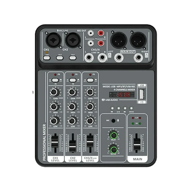 Alt view image 6 of 6 - 4-Way Audio Mixing Console USB Mixing Console Forprofessional Mixing Andrecording Ofaudio