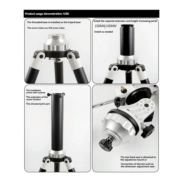 Alt view image 6 of 6 - Tripod Pier Extension For Sky Watcher For AZ Gti Mount Star Adventurer Three Sections Increase In Height Tube