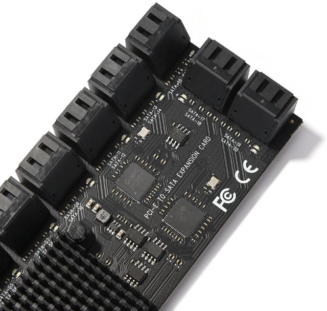 Alt view image 5 of 6 - 20 Port PCIE Expansion Card PCIe SATA 3.0 Controller Adapter 6Gbps Expansion Card Port PCIE Expansion Card for Desktop